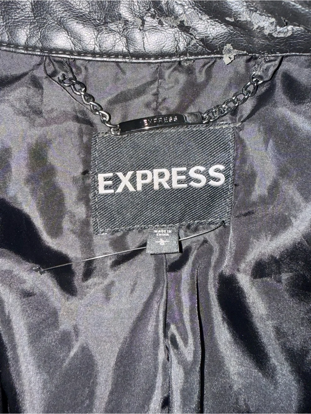 Express Black Leather Jacket – Size Large - Picture 9 of 9